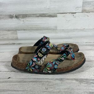 Maibulun Womens‎ Double Strap Floral Cork Bed Comfort Sandals Slides Size EU 39